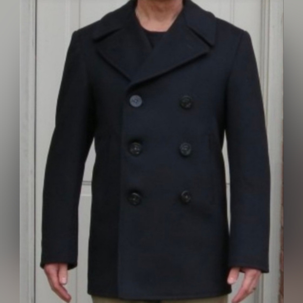 DSCP Quarterdeck Collection Pea Coat Black Navy Double Breasted Wool Men's Sz 40 - Picture 2 of 12
